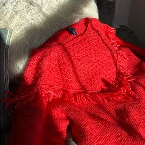 Vibrant Red Fringe Sweater
